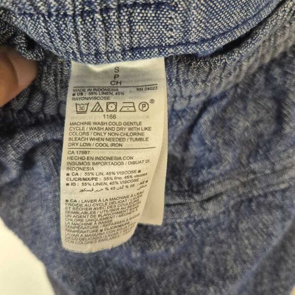 Old Navy Blue Chambray Drawstring Shorts Womens Size S Linen Blend With Pockets - Picture 6 of 6